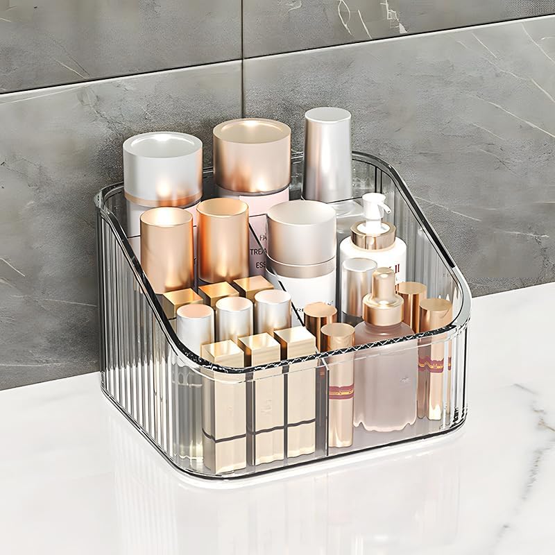 Miniatura 5 de Organizador de maquillaje acrílico con divisores  Soporte de almacenamiento de cosméticos ajustable para lápiz labial, sombra de ojos, polvo,