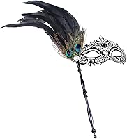 Vista 97 de IETANG - Antifaces venecianos para parejas, baile de máscaras, accesorios de disfraz o fiesta, 1 par Negro