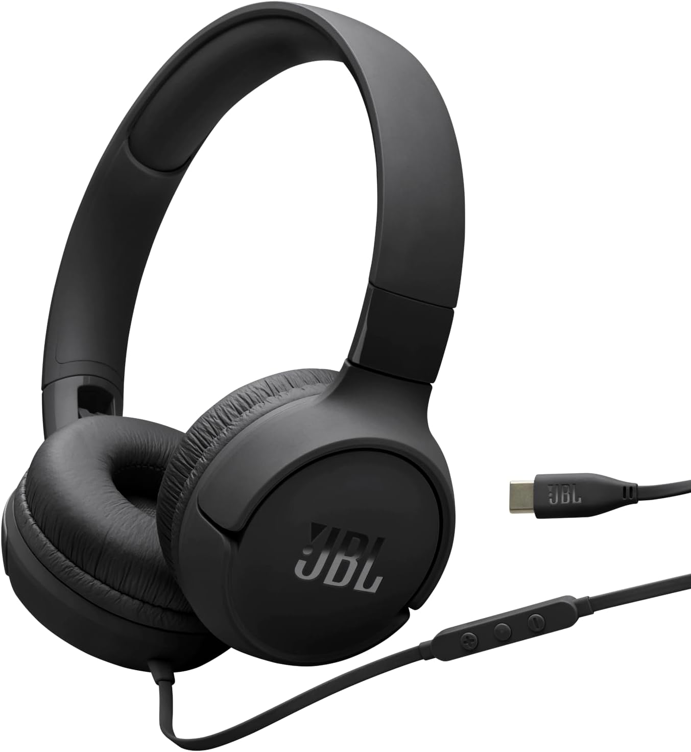 JBL Tune 520 C Comfort Fit Wired On Ear Headphones with Microphone, Pure Bass Sound, EQ Presets, USB-C Connectivity, Foldable Design and Tangle-Free Cable, Black