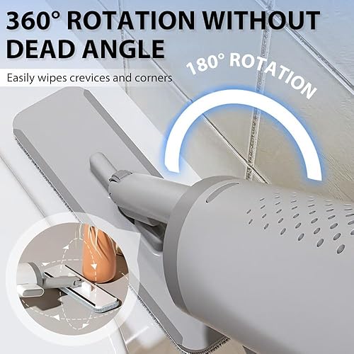 Miniatura 8 de Mini trapeador giratorio con cepillo para hendiduras, mini trapeador portátil 2024, giratorio de 180, sin lavado a mano, para baño, cocina,
