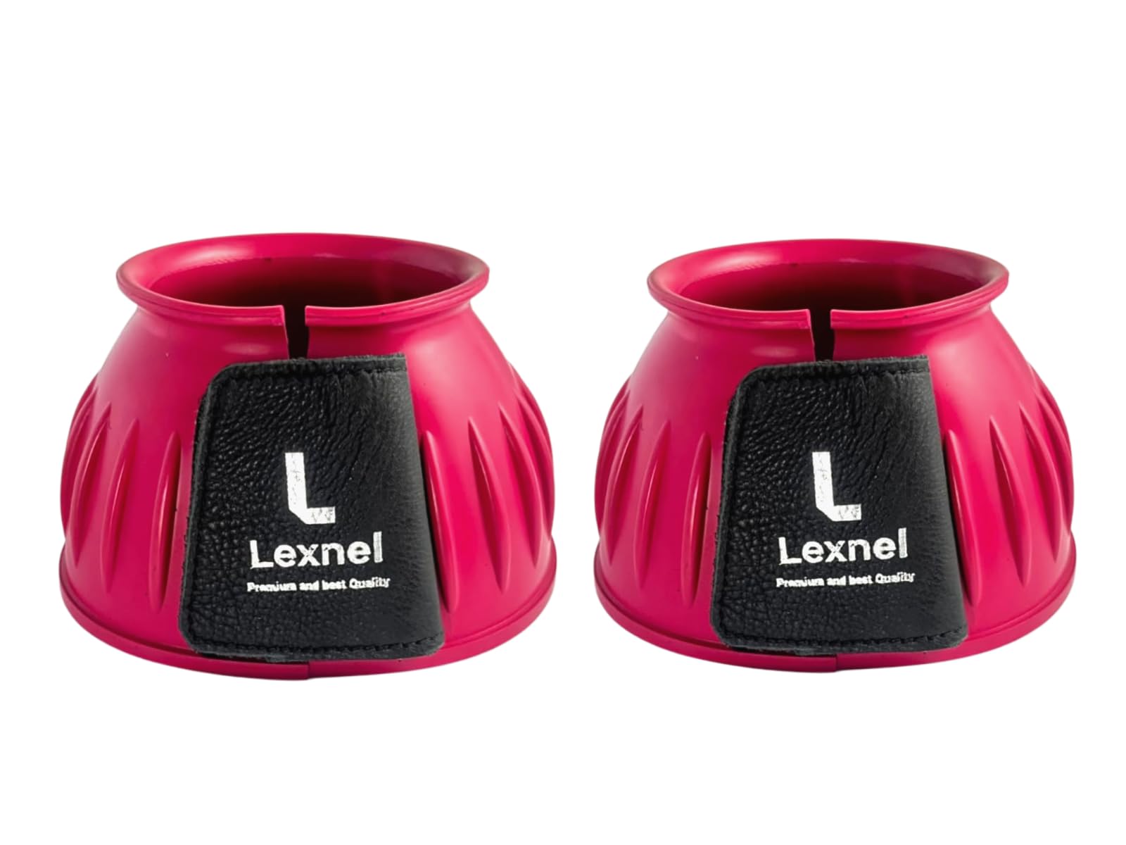 Lexnel Rubber Horse Bell Boots - Durable Overreach Protection & Secure Hook-and-Loop Closure (Pink, X-Large)