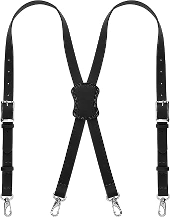 Grain Buffalo Leather Suspender for Men | 0.2 inches thickness | Western Heavy Duty Dress Suspender