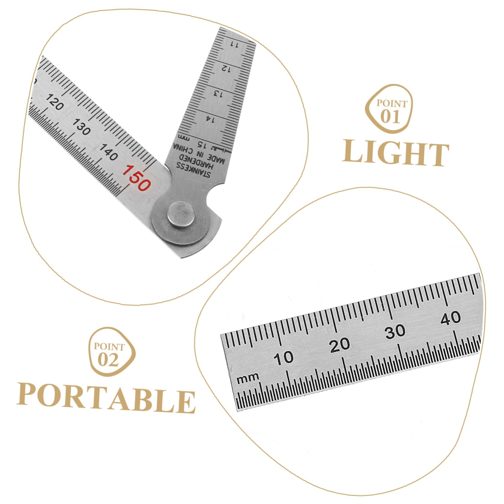 Hohopeti Gap Measuring Instrument Stainless Steel Seam Gauge Scale Ruler Thickness Gauges Kit