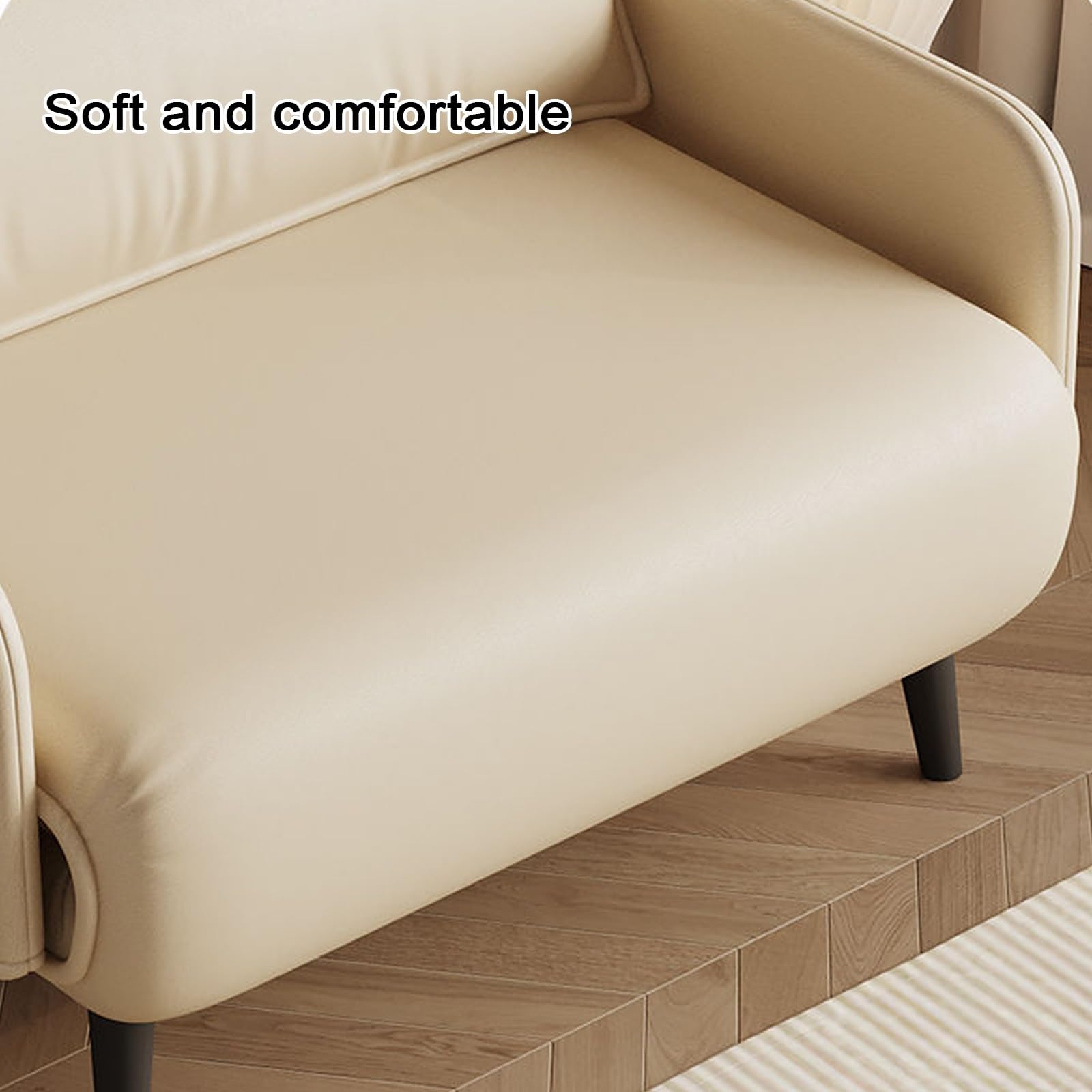 Chaiselongue Sofa mit Schlaffunktion Leder Verstellbare Rückenlehne Klappsofa Weich und Komfortabel Metallfüße Wohnzimmersofa für Wohnzimmer, Schlafzimmer, Gästezimmer(White,190 * 100 * 29cm)