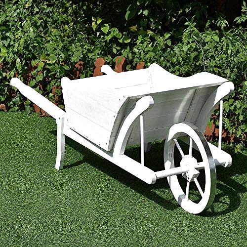 Directachat56 BROUETTE déco Bois, 130 cm, 3 Coloris au Choix (Blanc)