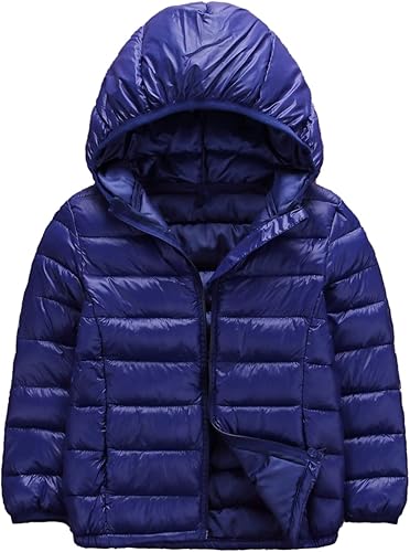 Abrigo de invierno para niños y adolescentes, chaqueta acolchada de manga larga con capucha ultraligera