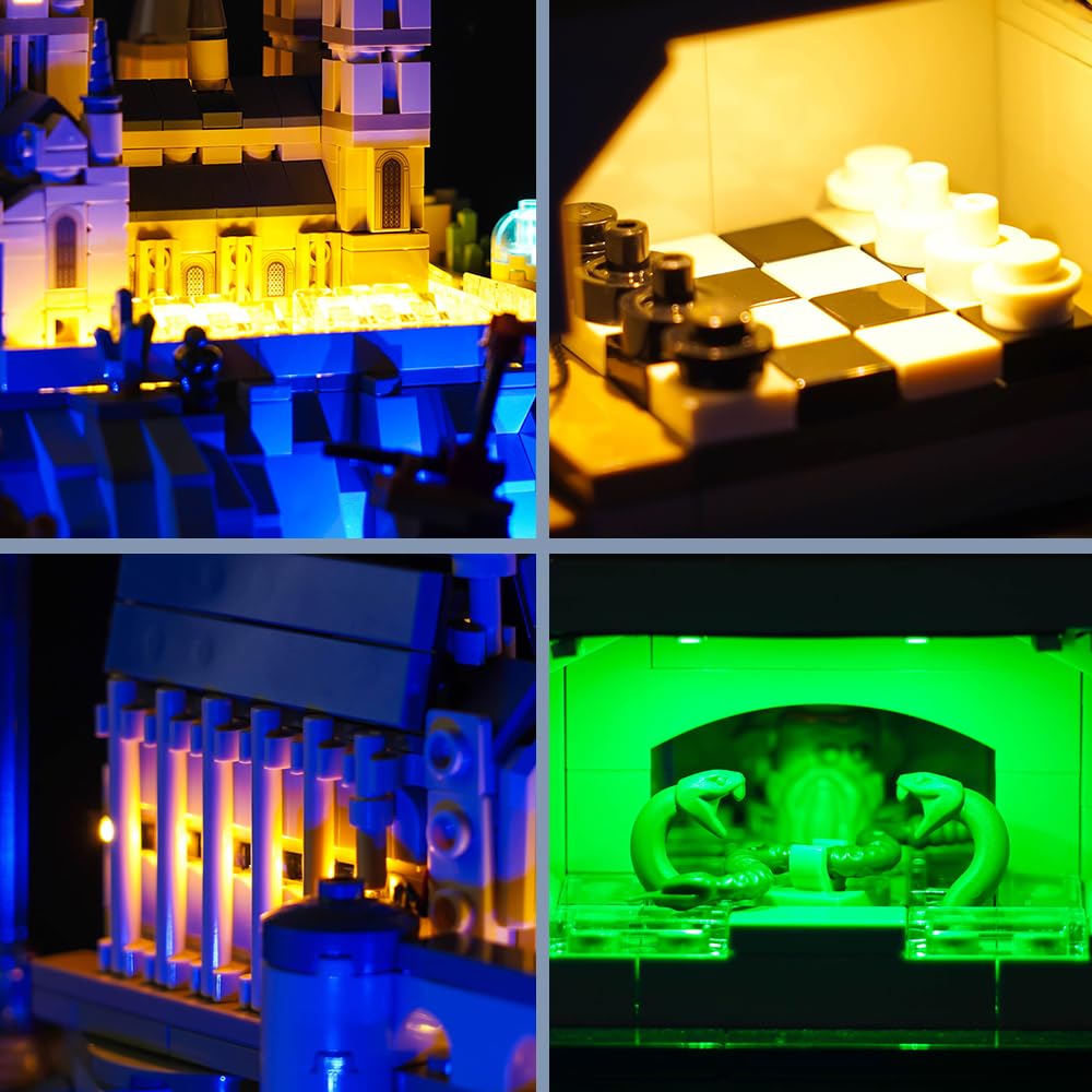 Pilot zdalnego sterowania LED zestaw świateł kompatybilny z Lego 76419 Hogwart Castle and Grounds (nie jest to model), zestaw oświetlenia dekoracyjnego do zamku Hogwartu i Grounds, kreatywne zabawki