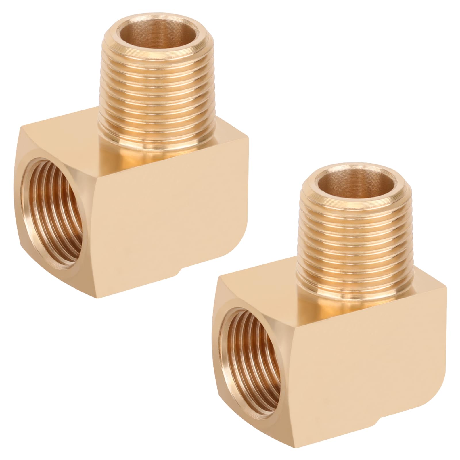 2pcs 3/8” Brass Fittings 90 Degree Barstock Street Elbow 3/8" NPT Male Pipe to 3/8" NPT Female Pipe 3/8 NPT Elbow Forged Brass Pipe Fittings