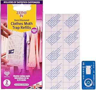 Zero In ZER438 Demi-Diamond Clothes Moth Killer Refill – Twinpack. Pheromone Technology. Poison-Free. Monitor Infestations. 2 Life-time Indicators and 2 Pheromone Glue Boards, 15.0*5.0*8.0 cm