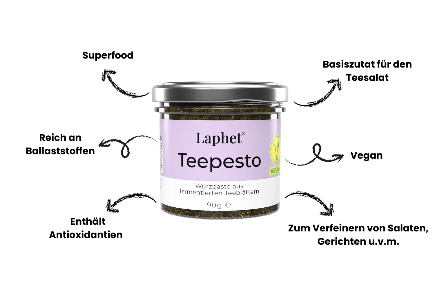 Laphet Fermentierte Teeblätter Salat Set – Entdeckerset, Geschenkset, Teepesto mit Toppings, Salatdressing, Probierset, Fertigmischung für authentischen burmesischen Teesalat, knusprige und umami