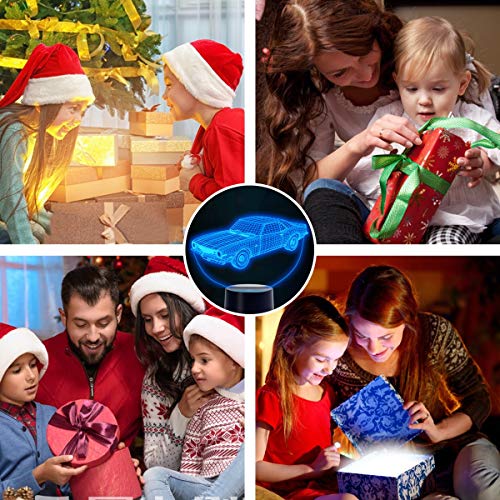 Muscle Car 3D Illusion Birthday Present Beside Table Lamp, Urwise 7 Color Changing Touch Switch Decoration Night Lamp With Acrylic Flat, Abs Base, Usb Cable, Car Theme Toy, Amazing Creative Art #TOP3