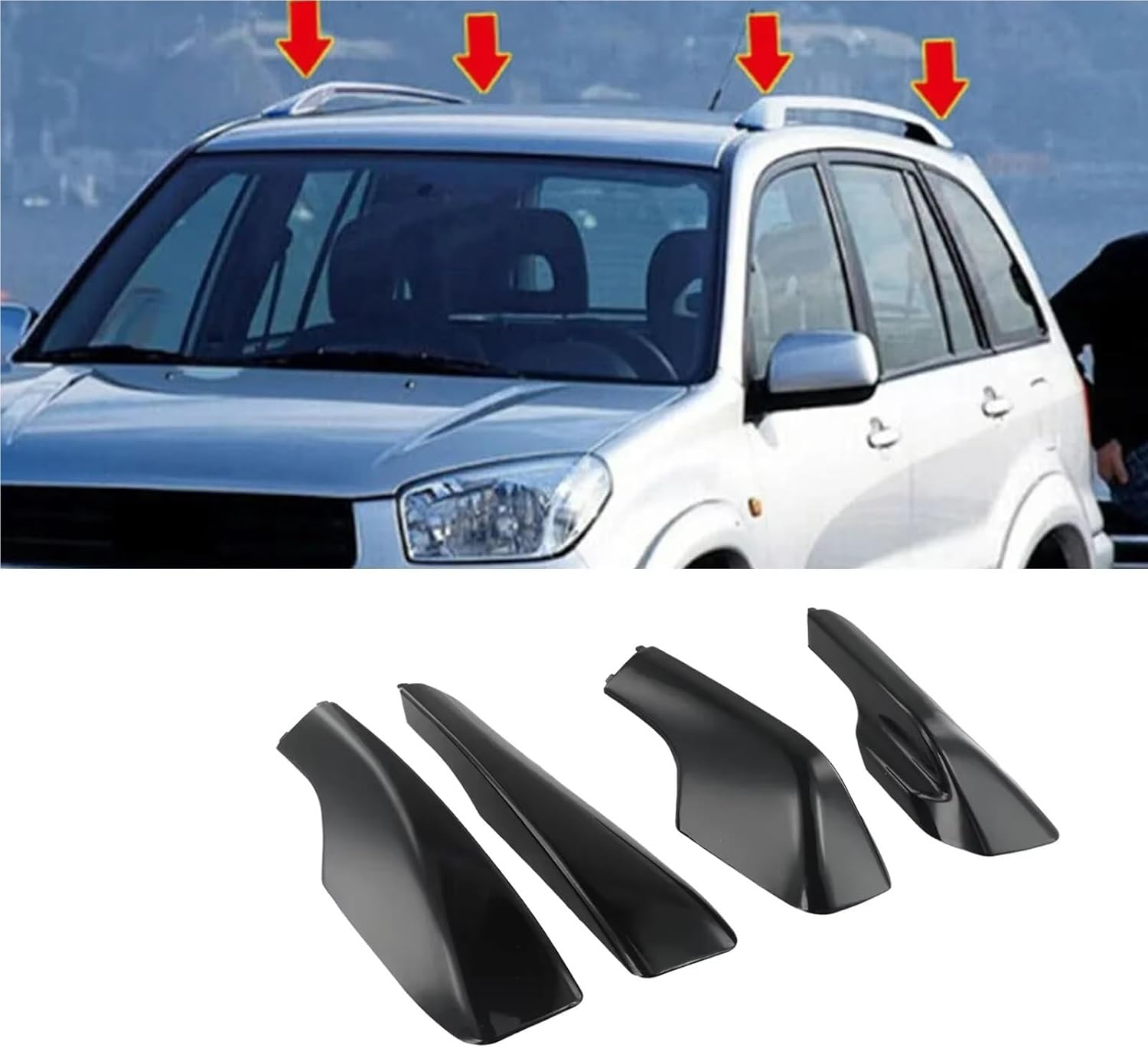 Roof Rack Shell End Compatible with Toyota for RAV4 XA20 2001 2002 2003 2004 2005 2006 Black Roof Rack Cover Rail Exterior Accessories