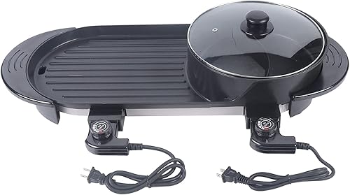 TOOL1SHOoo Teppanyaki - Parrilla eléctrica para ollas calientes 2 en 1 antiadherente sin humo parrilla eléctrica sin humo de 1100 W parrilla