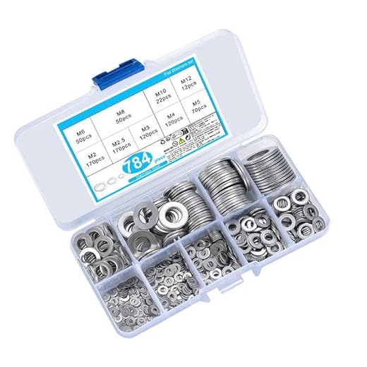 784 Piezas Arandelas Planas Acero Inoxidable, Arandelas de Seguridad Redondas para Tornillo Reparaciones - M2/M2.5/M3/M4/M5/M6/M8/M10/M12