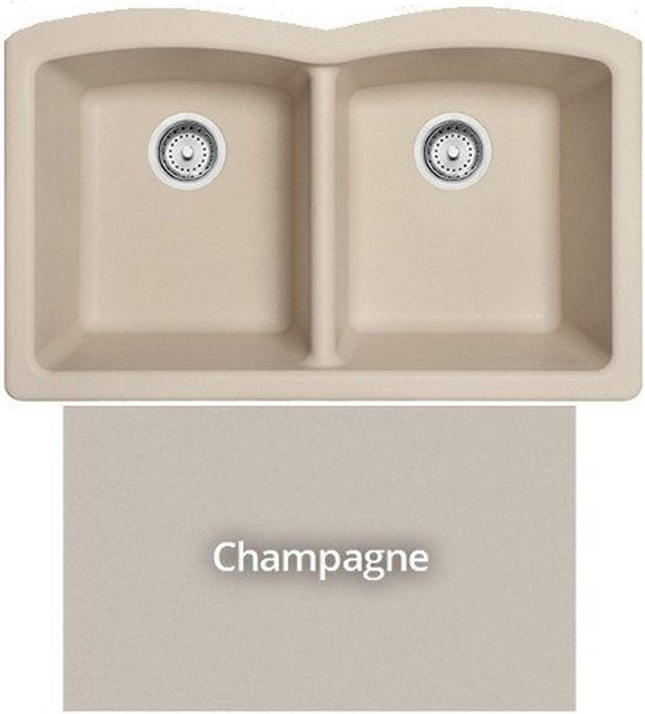 Franke ELG160MOC Ellipse Granite Undermount Double Bowl Kitchen Sink, Mocha