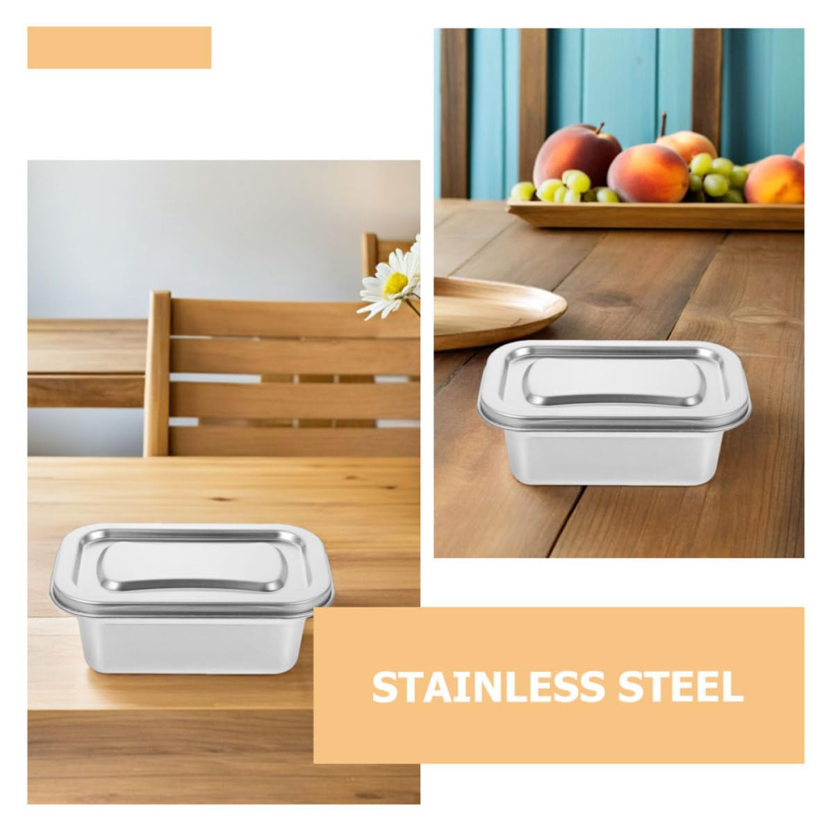 PATKAW 3 Stück Gefrierbox aus Edelstahl mit Deckel, Silber
