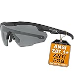 HTS HUNTERSKY S57 Smoke Grey Ballistic Tactical Shooting Glasses ANSI Z87+ Anti-Fog UV400 Eyewear for Airsoft Range Security and Outdoor Sports, for Men and Women