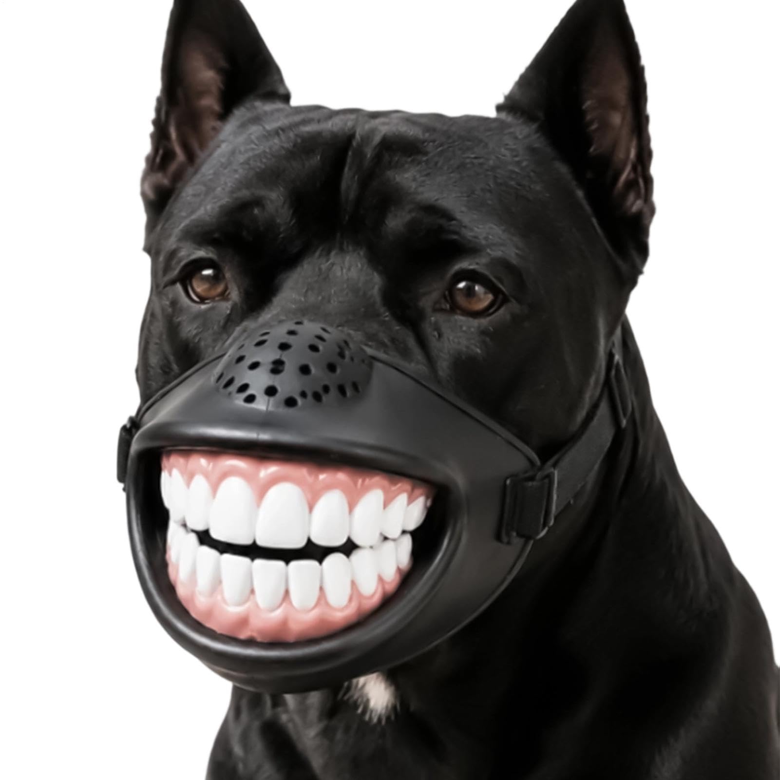 Funny Dog Muzzle with Teeth, Anti-Barking & Chewing Dog Halloween Costume