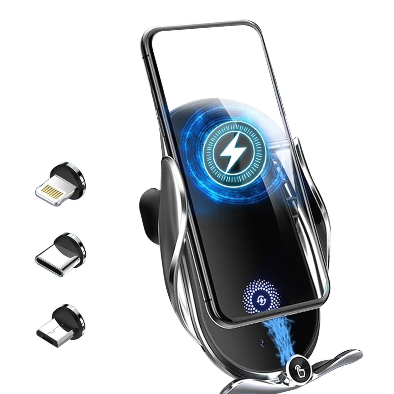 ROKEA Wireless Charger for Car, 15W Qi Fast Charging Wireless Car Charger, Compatible with Magsafe Car Charger, for iPhone & Andriod Phones, Car Air Vent Dashboard Phone Holder Mount, Black