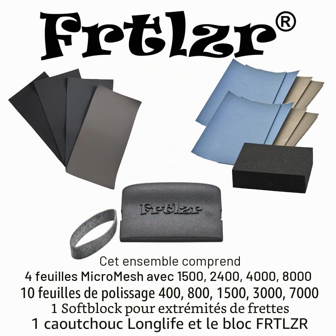 Kit de polissage de frettes de guitare de qualité supérieure, système professionnel MicroMesh, fabriqué en Allemagne, design ergonomique, kit de finition de frettes