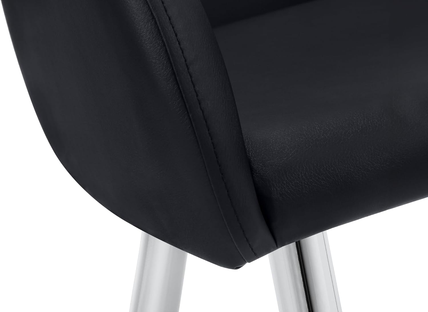 Black Faux Leather Upholstered Side Chair with Metal Legs