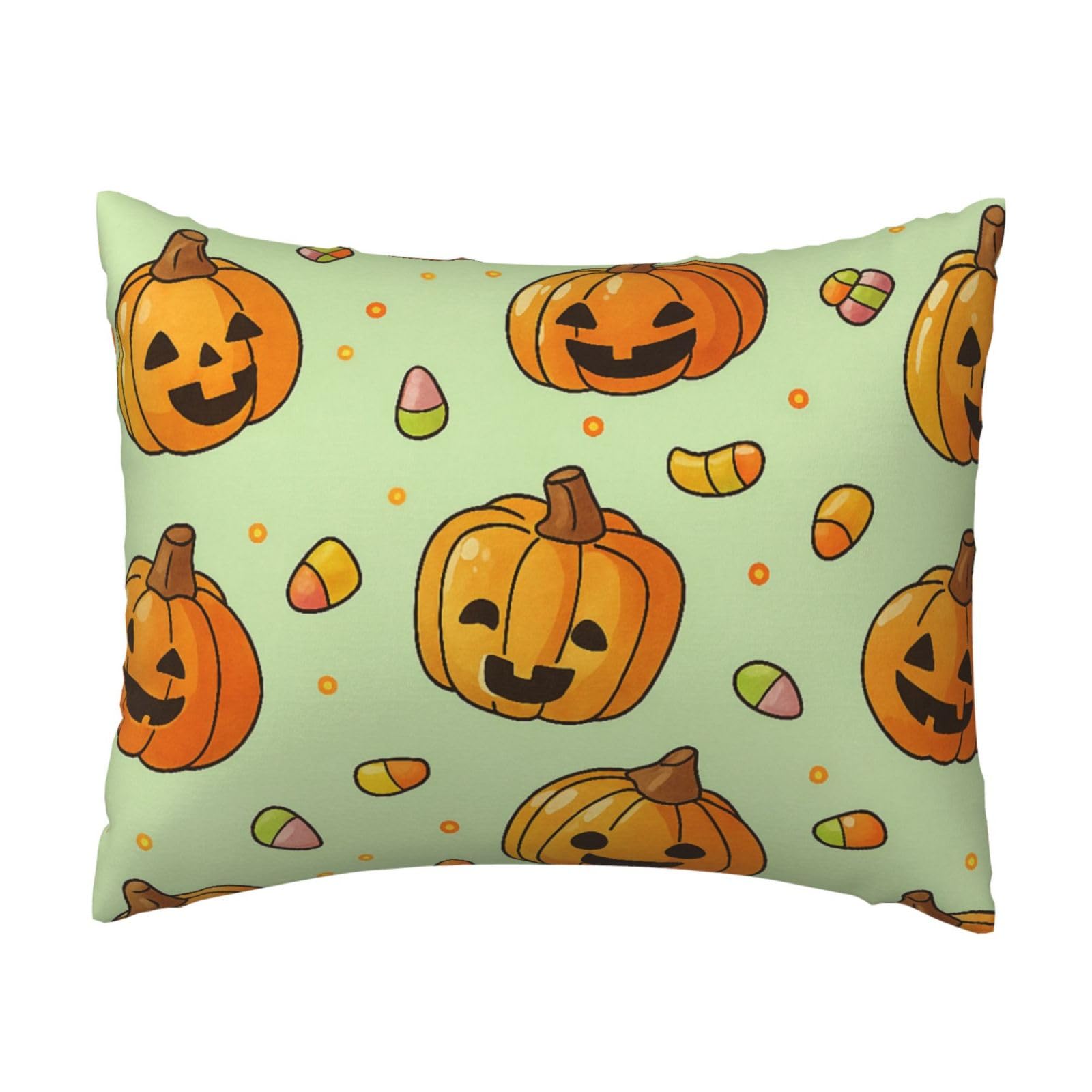 Funny Pumpkin and Candy Pillowcase Soft Plush with Zipper Decorative Pillowcovers 16x20 in