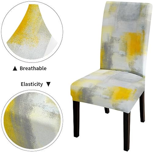 Miniatura 6 de CAPSCEOLL Juego de 4 fundas para sillas de comedor amarillas y grises Foros para Sillas de Comedor, fundas decorativas para sillas de comedor,