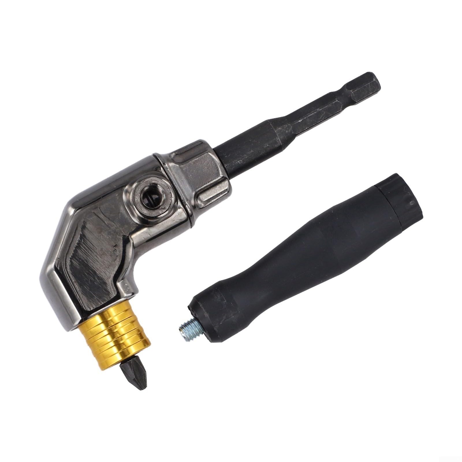 Right Angle Drill Adapter 90 Degree, Heavy Duty Chrome Vanadium Steel Corner Attachment for Electric Drills, Rotating Driver Extender for Confined Spaces DIY