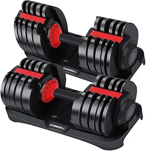 2 Pack Adjustable Dumbbells,4.5 to 53 LBS,15 in 1 Free Weight Dumbbell Set,Fast Adjust Weight with Anti-Slip Handle and Tray for Home Gym, Strength Training, and Weightlifting