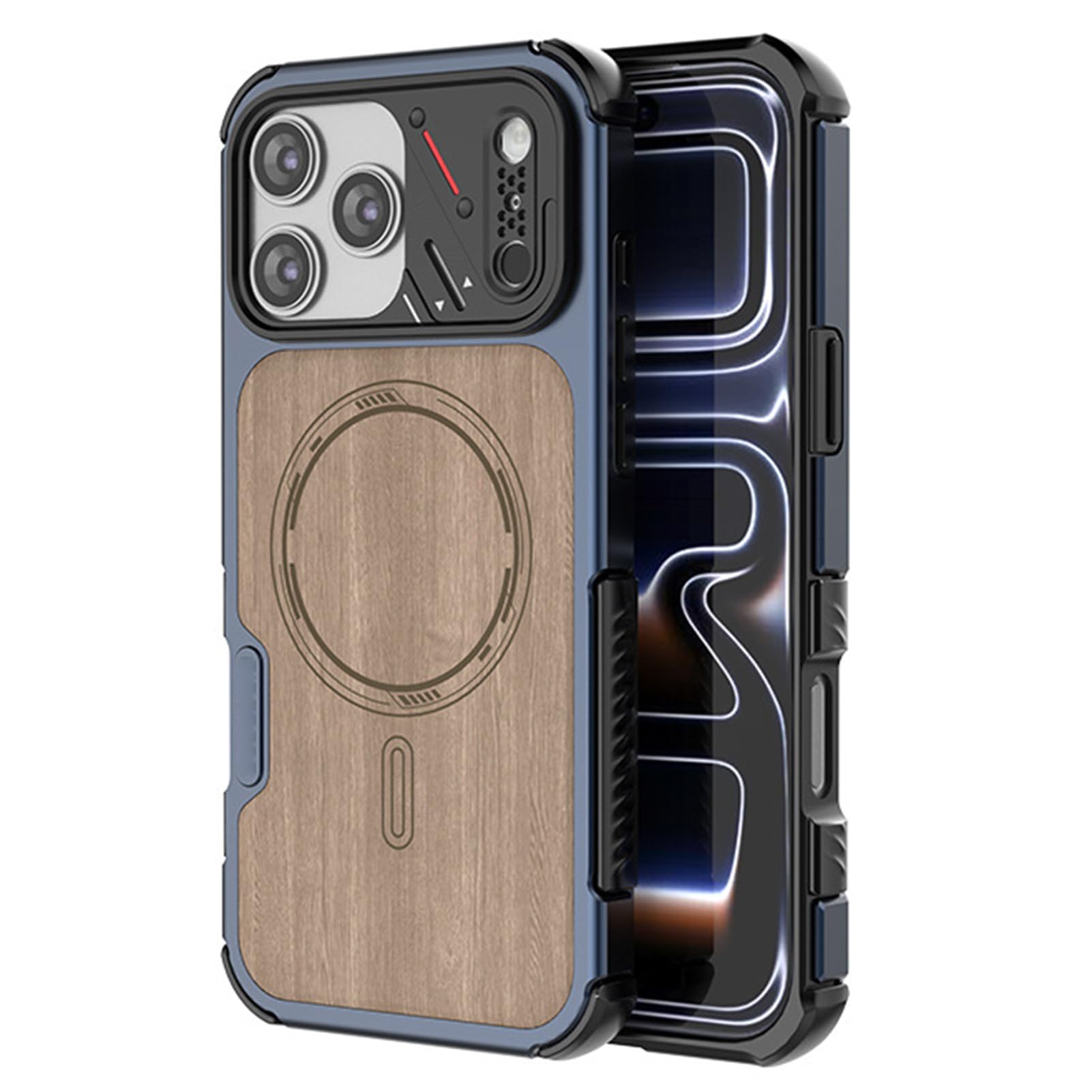 Madera Funda Para iPhone 18 Pro Max/18 Pro, Protección de Cámara Magnético