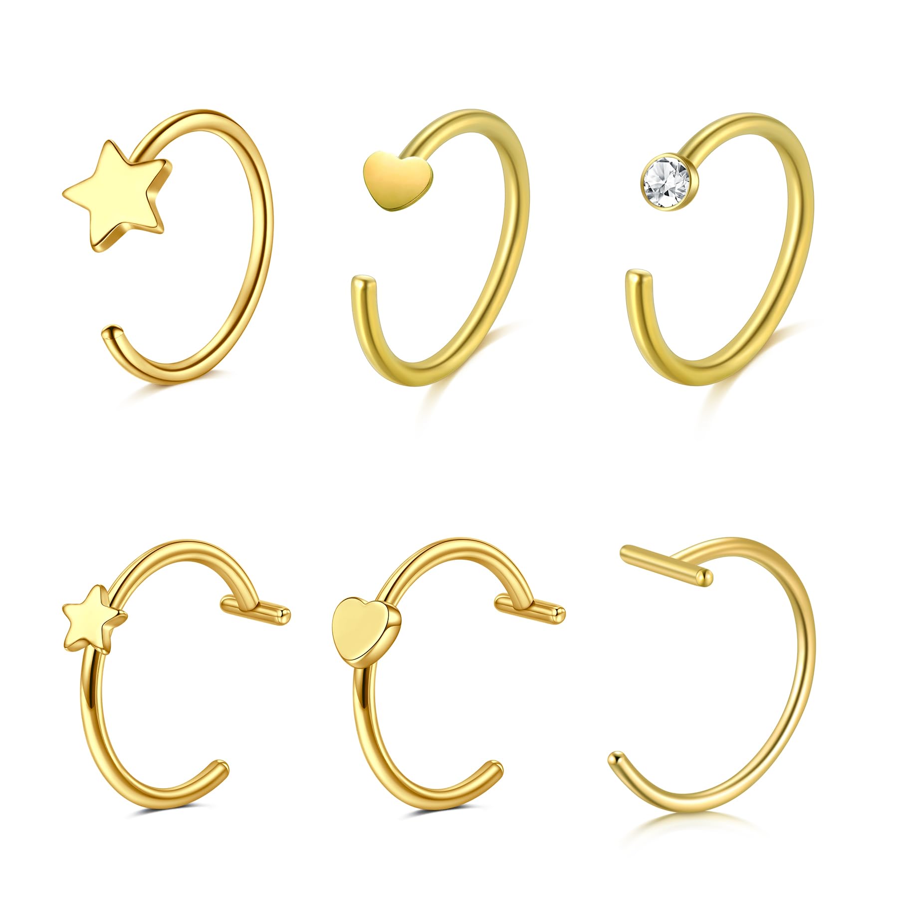 JFORYOU Fake Nose Ring Fake Septum Fake Nose Ring Hoop Fake Nose Rings for Women Faux Nose Piercing Spring Clip on No Pier...