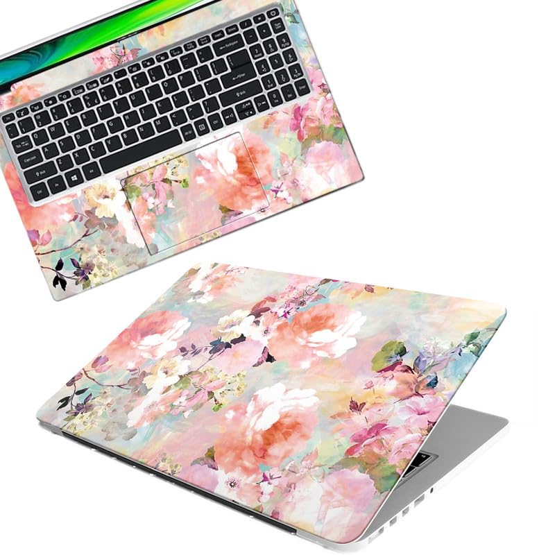 Floral D7 Full Body Vinyl Laptop Skin/Sticker/Cover Upto 15.6 Inches Laptops Laminated-Removable-HD Quality Compatible for Hp-Dell-Sony-Lenovo-Asus etc.(15×10 Inches)
