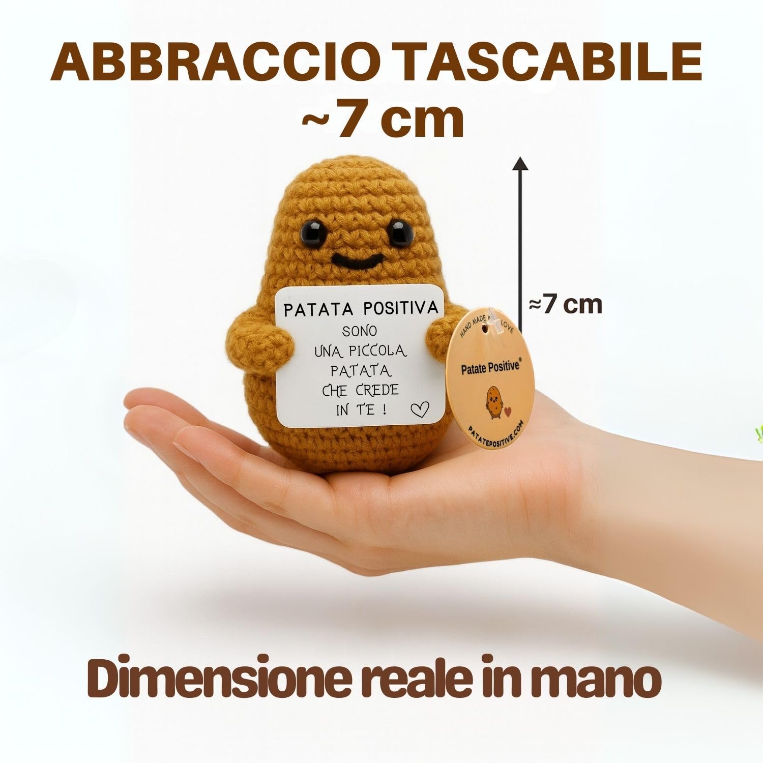 Patata Positiva© | Regalo Originale e Divertente | Decorazione Casa | Idea Simpatica | Compleanno & Festa | Bambina Donna Uomo Sorella Amico ADO | Sorpresa Collega Ufficio | Peluche Motivazionale