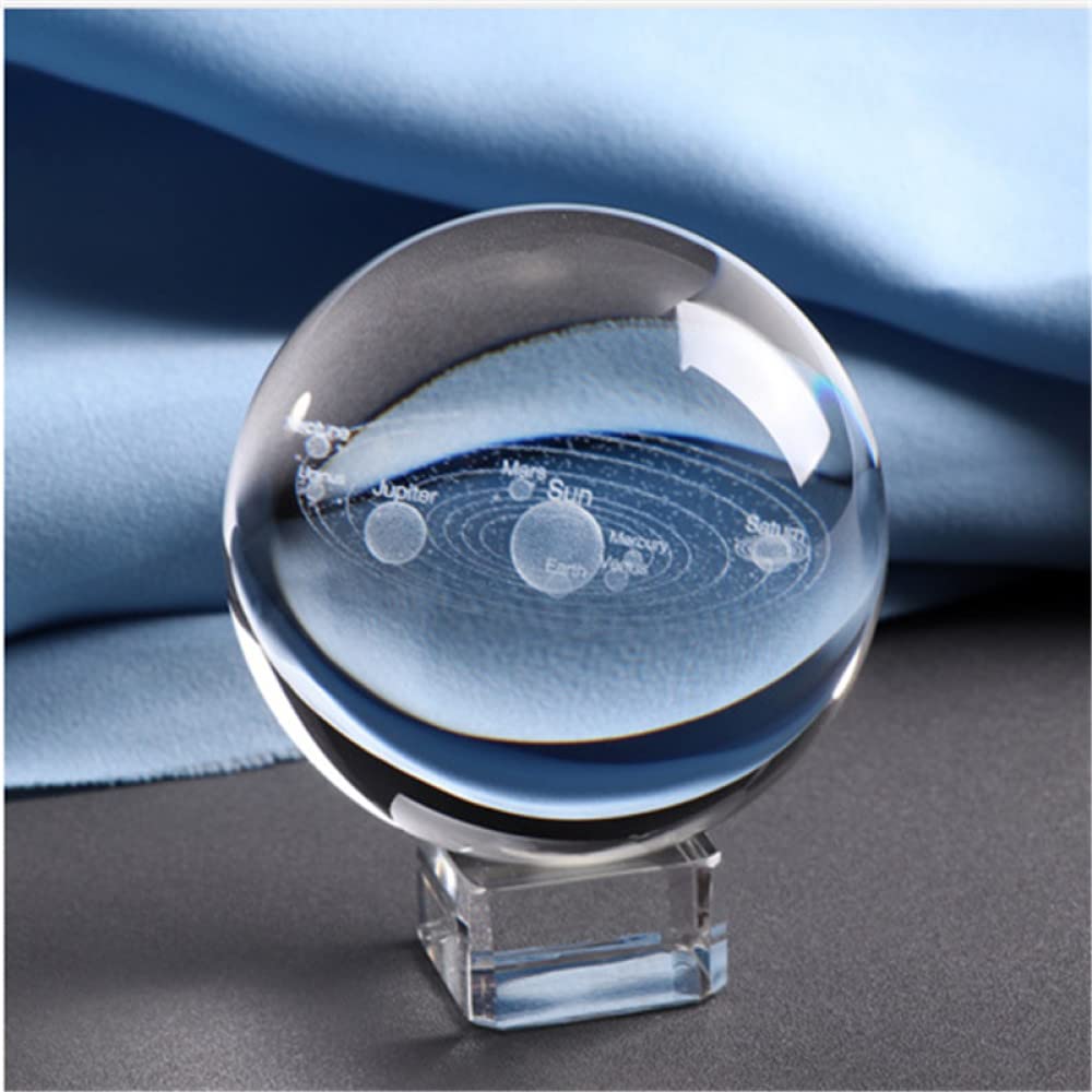 Układ słoneczny Ball 3D miniaturowe planety Model kula szklana kula kryształowa akcesoria do dekoracji biura domowego prezent, z kryształową podstawą