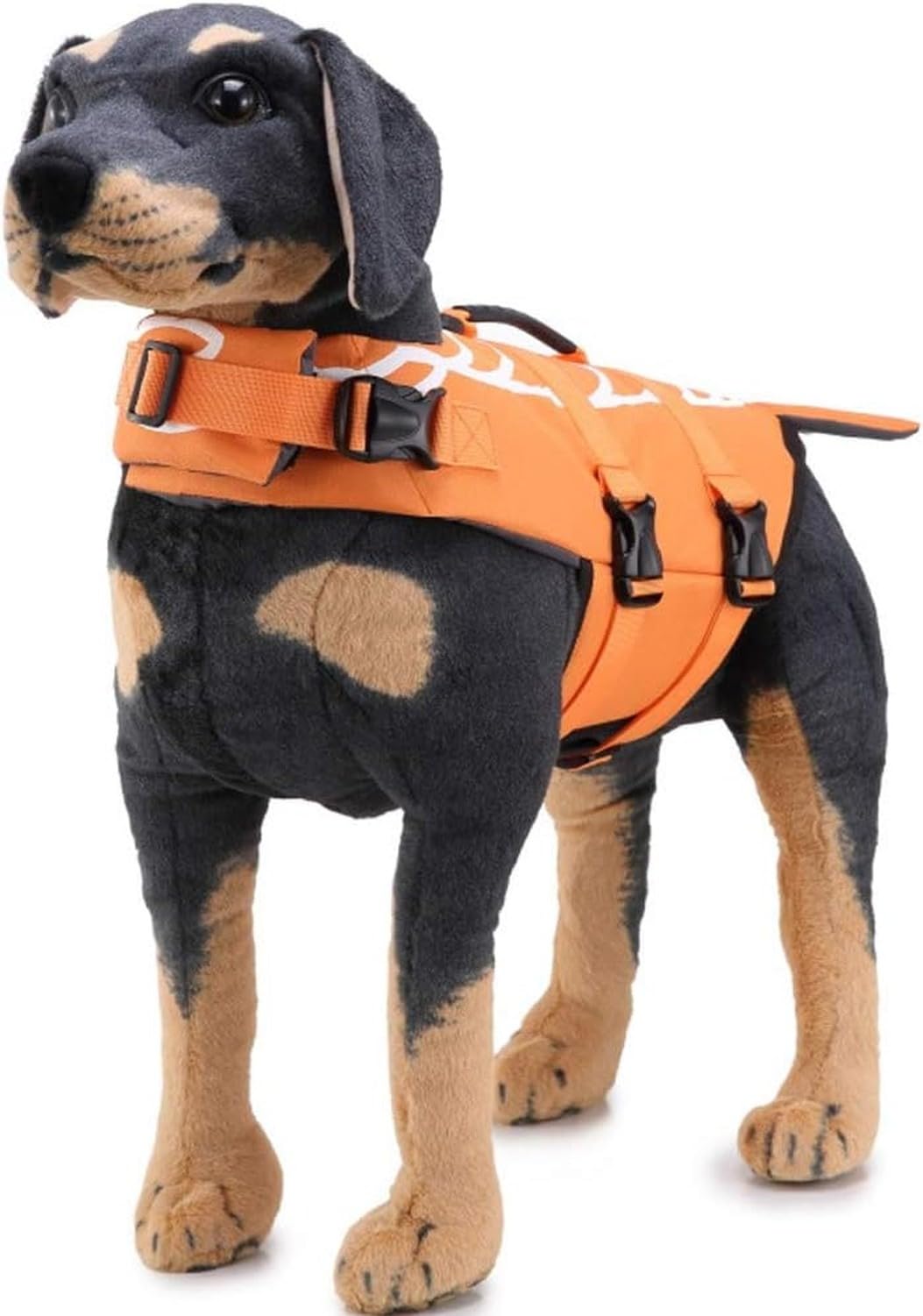 Chaleco Salvavidas para Perro, Flotador Mascota con Asa de Rescate Ajustable, Traje Seguridad Acuática Talla Pequeña y Mediana para Piscina, Playa, Navegación, Orange, S