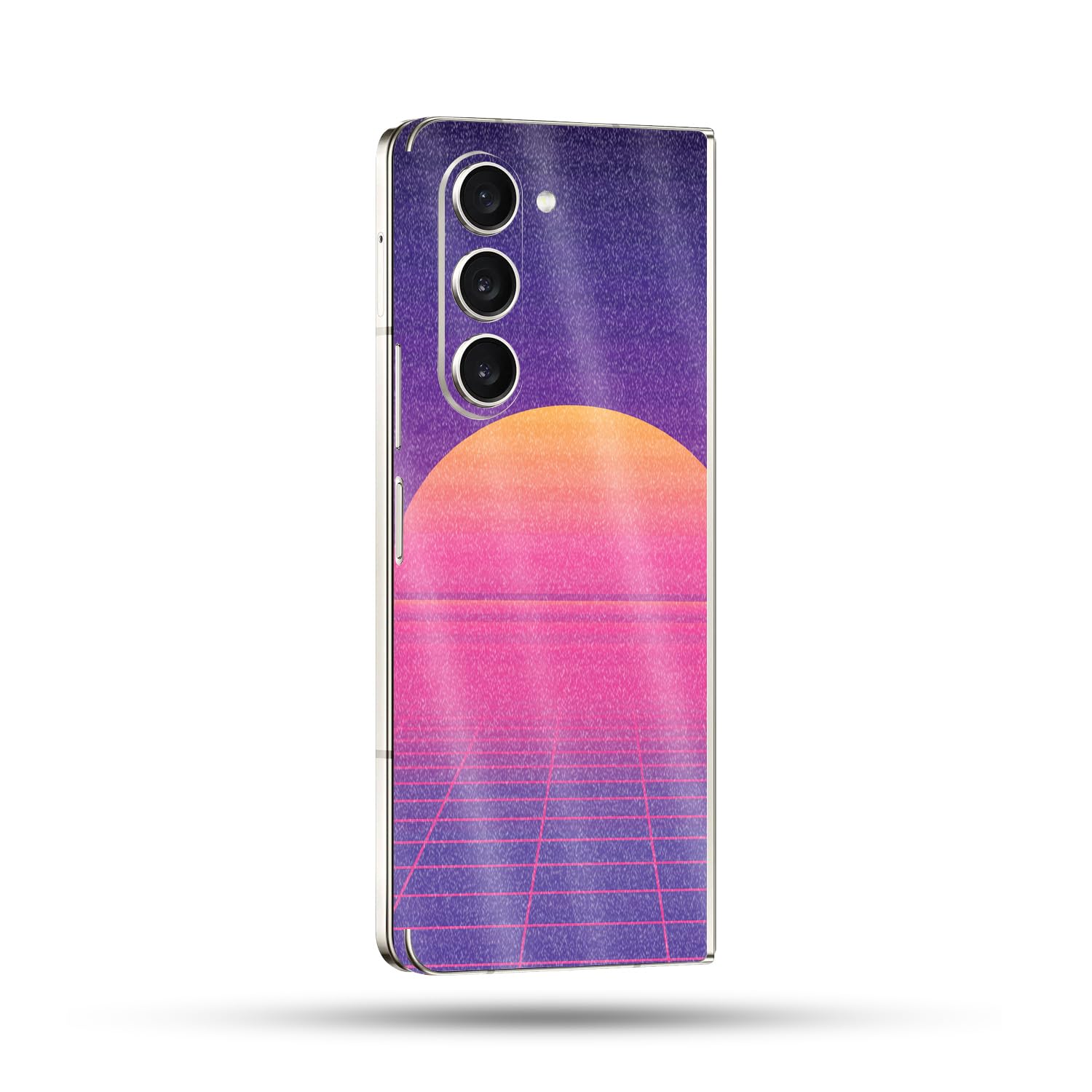 MightySkins Glossy Glitter Skin Compatible With Samsung Galaxy Z Fold 5 Full Wrap - Synthwave Sunset | Protective, Durable High-Gloss Glitter Finish | Easy To Apply and Change Styles | Made in the USA