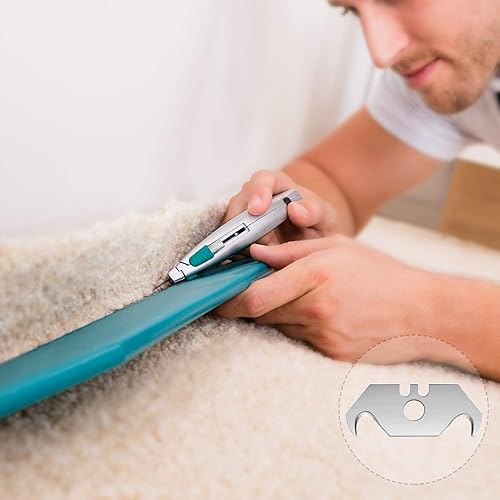 Miniatura 7 de Mudder Cuchillas de gancho de utilidad Cuchillas de afeitar de gancho de acero para techos y alfombras con caja de plástico(30)