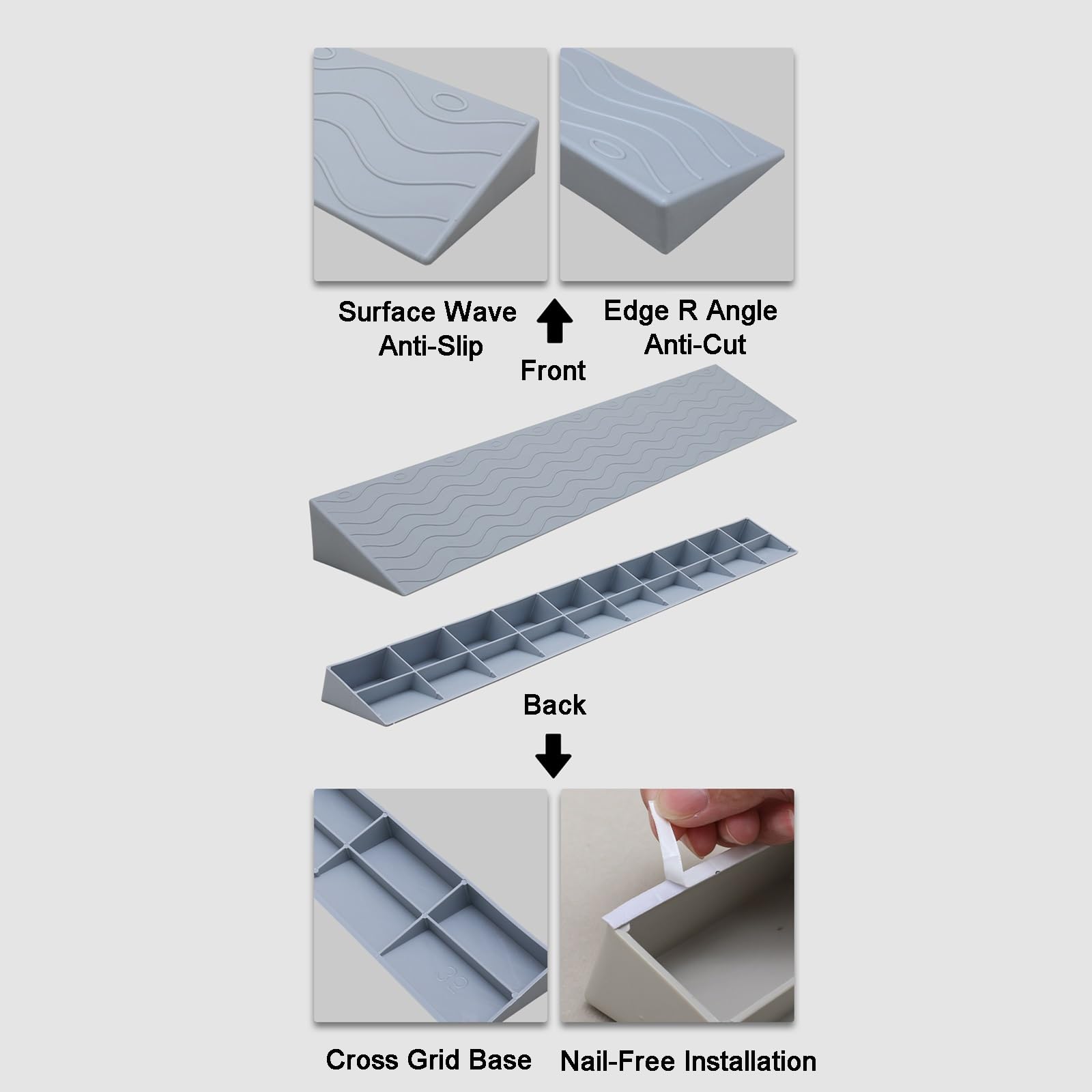 Rampas para Silla de Ruedas, Rampas para Coches, Capacidad de 2000 kg, Puertas, Bordillos, Scooters de Movilidad y para Baños(Black,99x20x9cm)