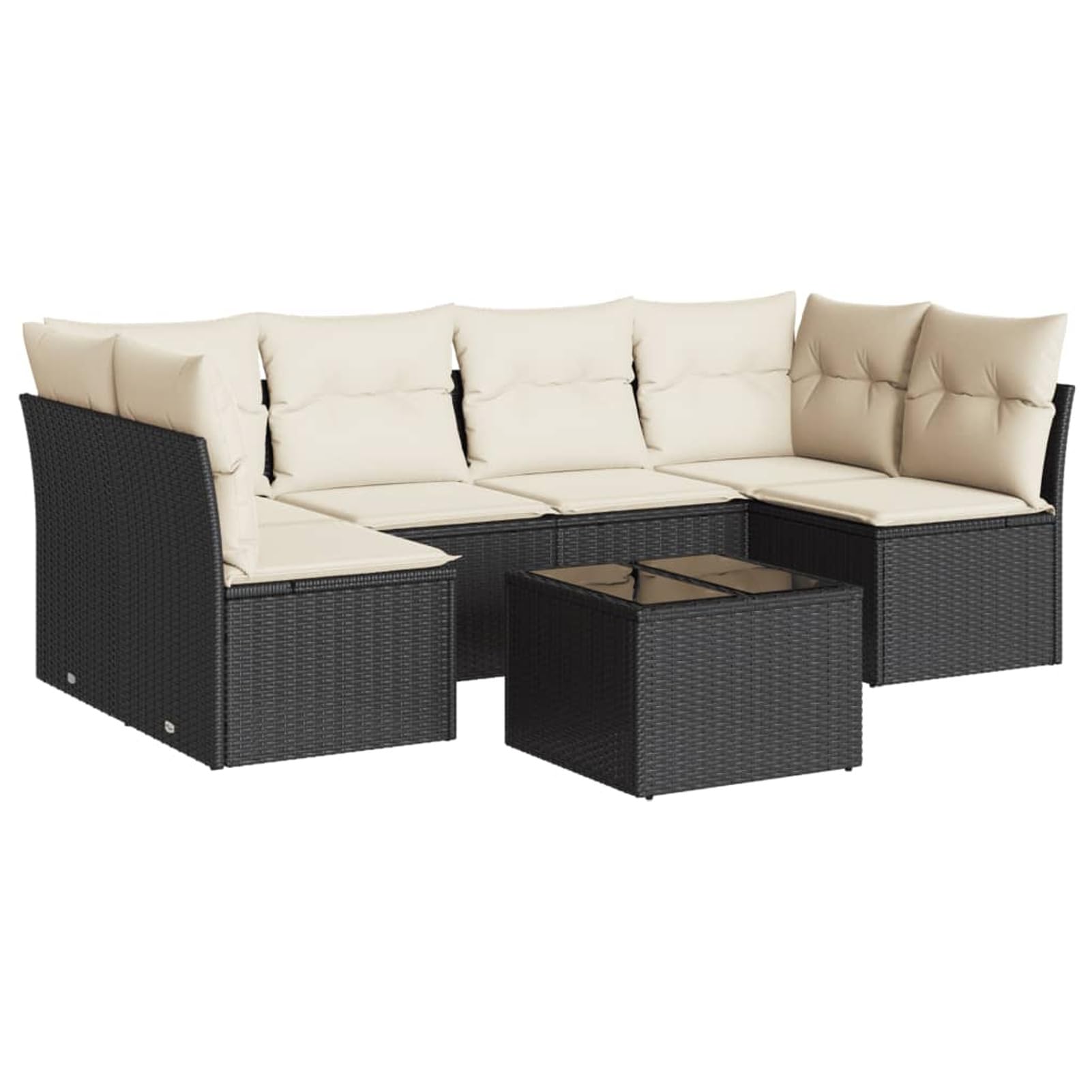 LAPOOH Set da pranzo da giardino 7 pezzi e cuscini in rattan sintetico nero, Set Tavolo e Sedie Giardino, Tavolo e Sedie Terrazza, Mobili da Giardino Esterno, Set di Mobili Da Giardino - 3217396