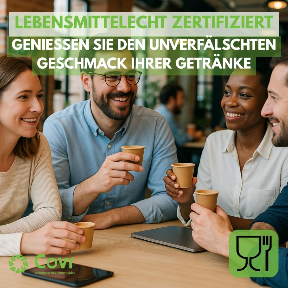 COVR Kraft Pappbecher, recycelbar, für heiße und kalte Getränke, robust und griffig, 10–12 cl (4 oz), 3000 Stück