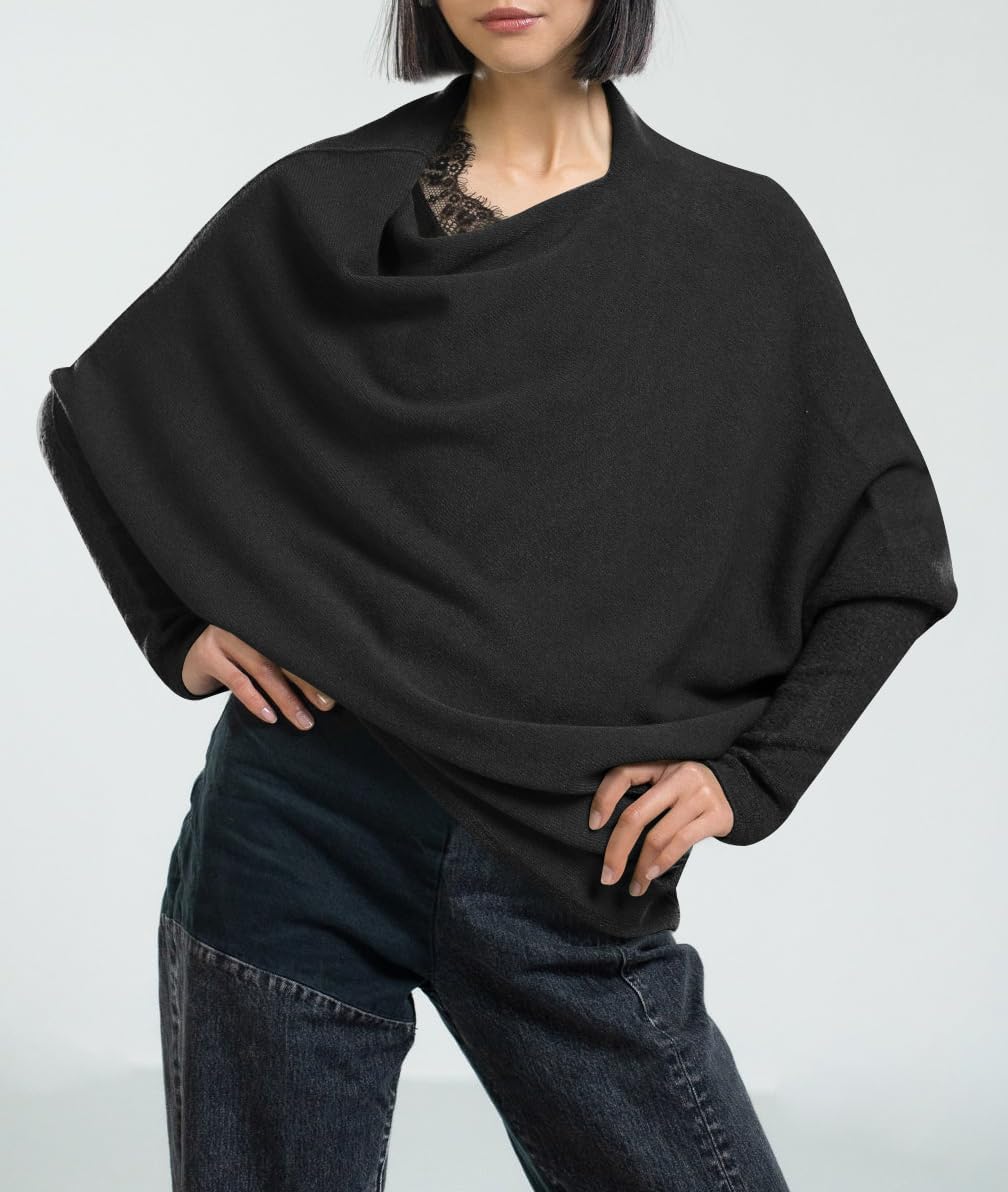 Imily Bela Damen Pullover Rundhalsausschnitt Langarm Strickpullover Ausschnitt Lose Bluse Pulli Sweatshirt Oberteil Tops Shirts