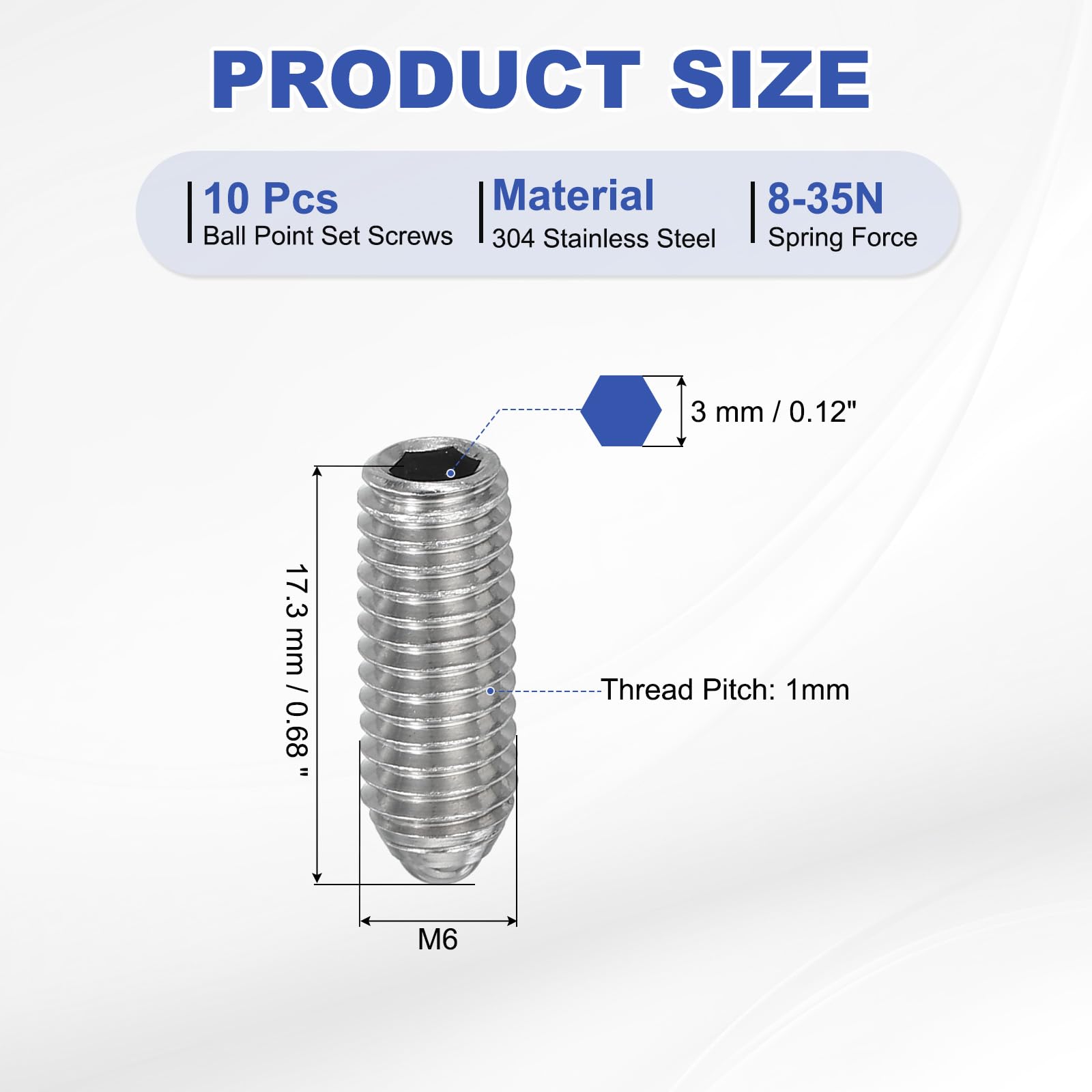 PATIKIL M6x16mm Ball Point Set Screws - Image 2