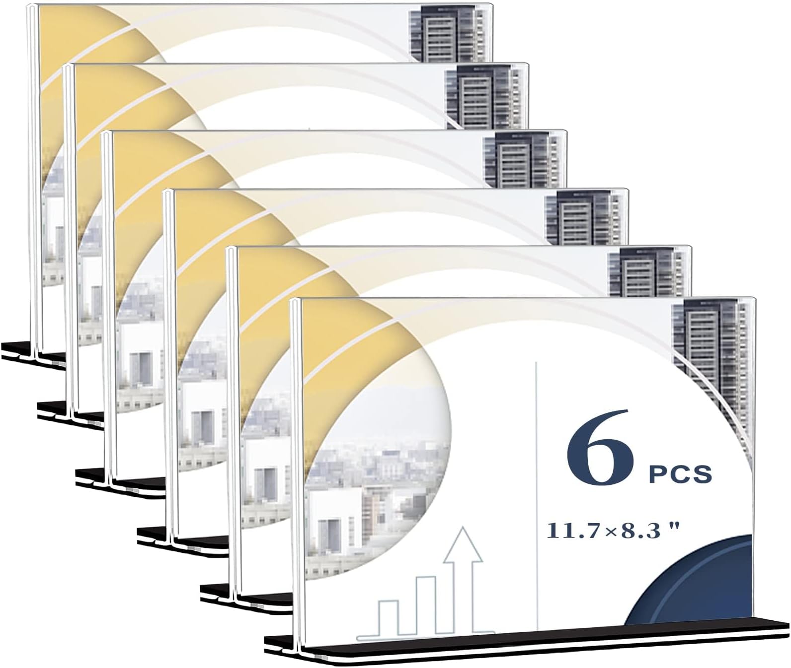 Excefore Acrylic Sign Holder A4, T Shape Table Top Display Stand, Poster Menu Holder Double Sided Display Stands for Restaurant, Hotel, Promotions, Photo, Documents & More(A4, 6 Pack)