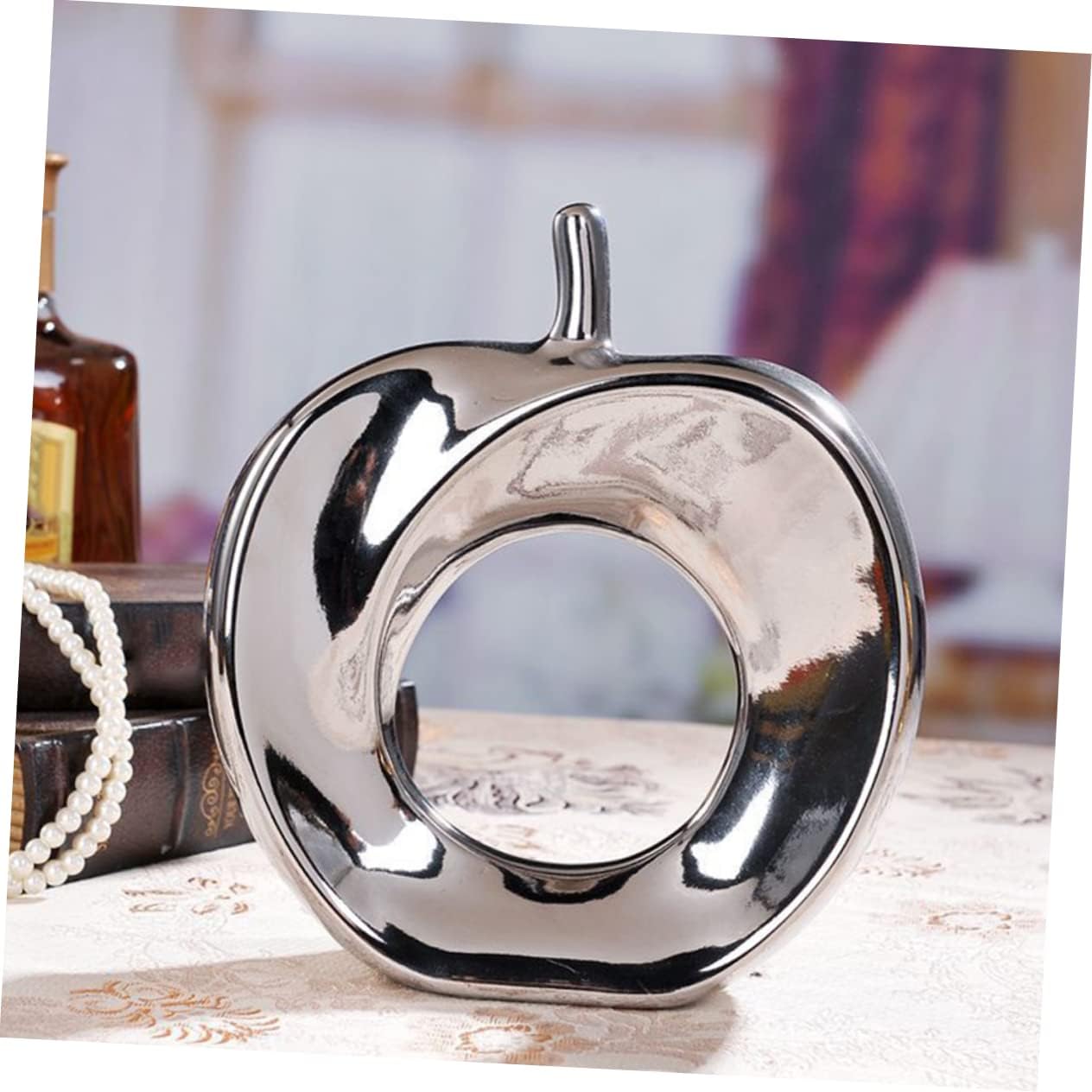 Ciieeo Artificial Apple Figurine Lifelike Porcelain Craft for Home Decoration Realistic Fake Fruit Ornaments for Kitchen Office and Festival Decor