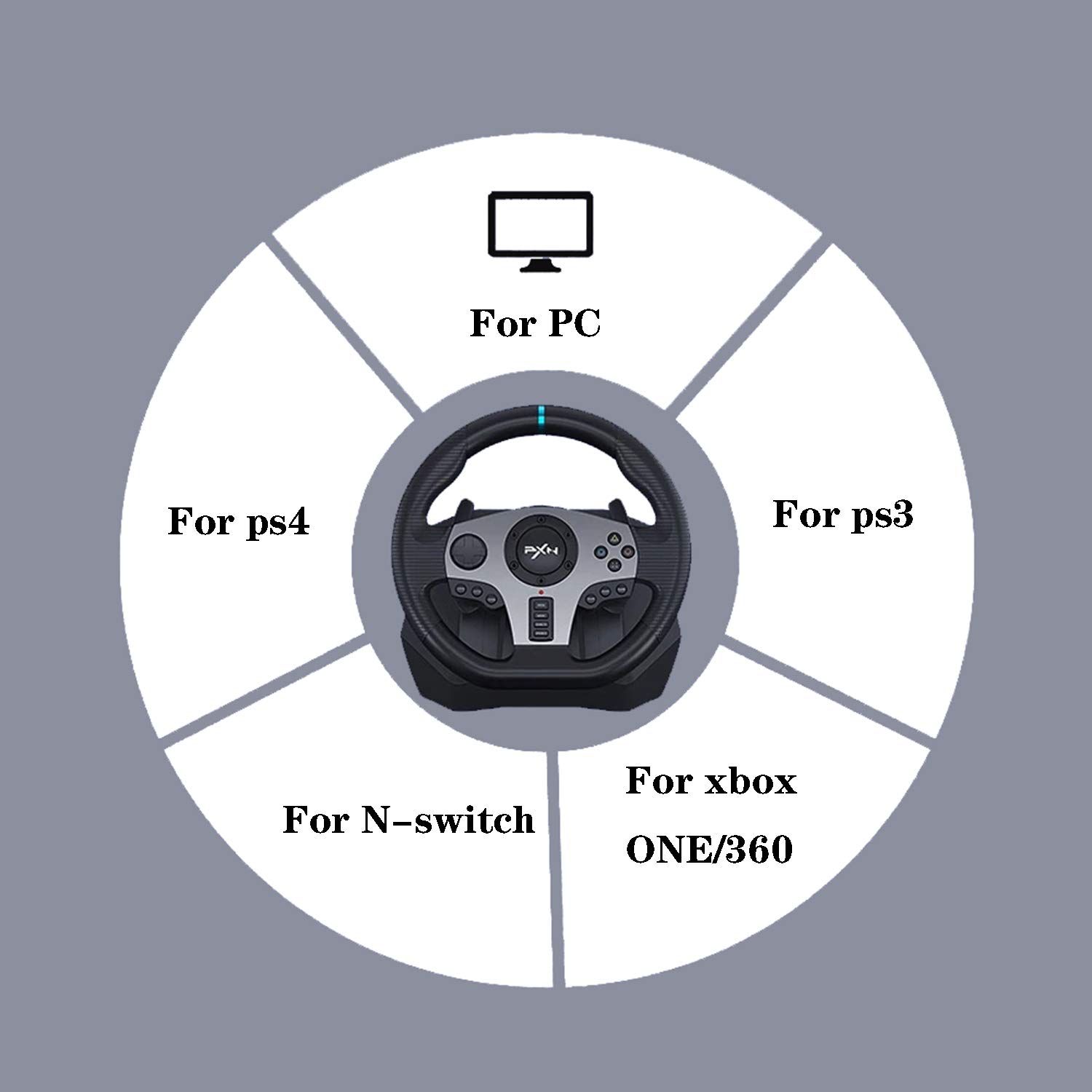 PXN V9 PC Racing Wheel, 270/900° Game Steering Wheel DualMotor