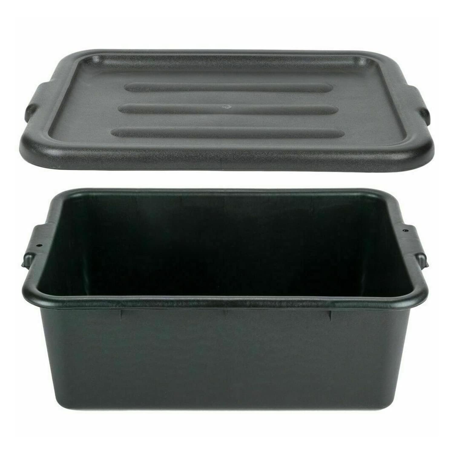 Thaweesuk Shop New Black 6 Pack Bus Tub with Lid Dishwasher Boxes Meat Lug Storage Food To Commercial Processing Bin Rectangle Container Plastic Length 20