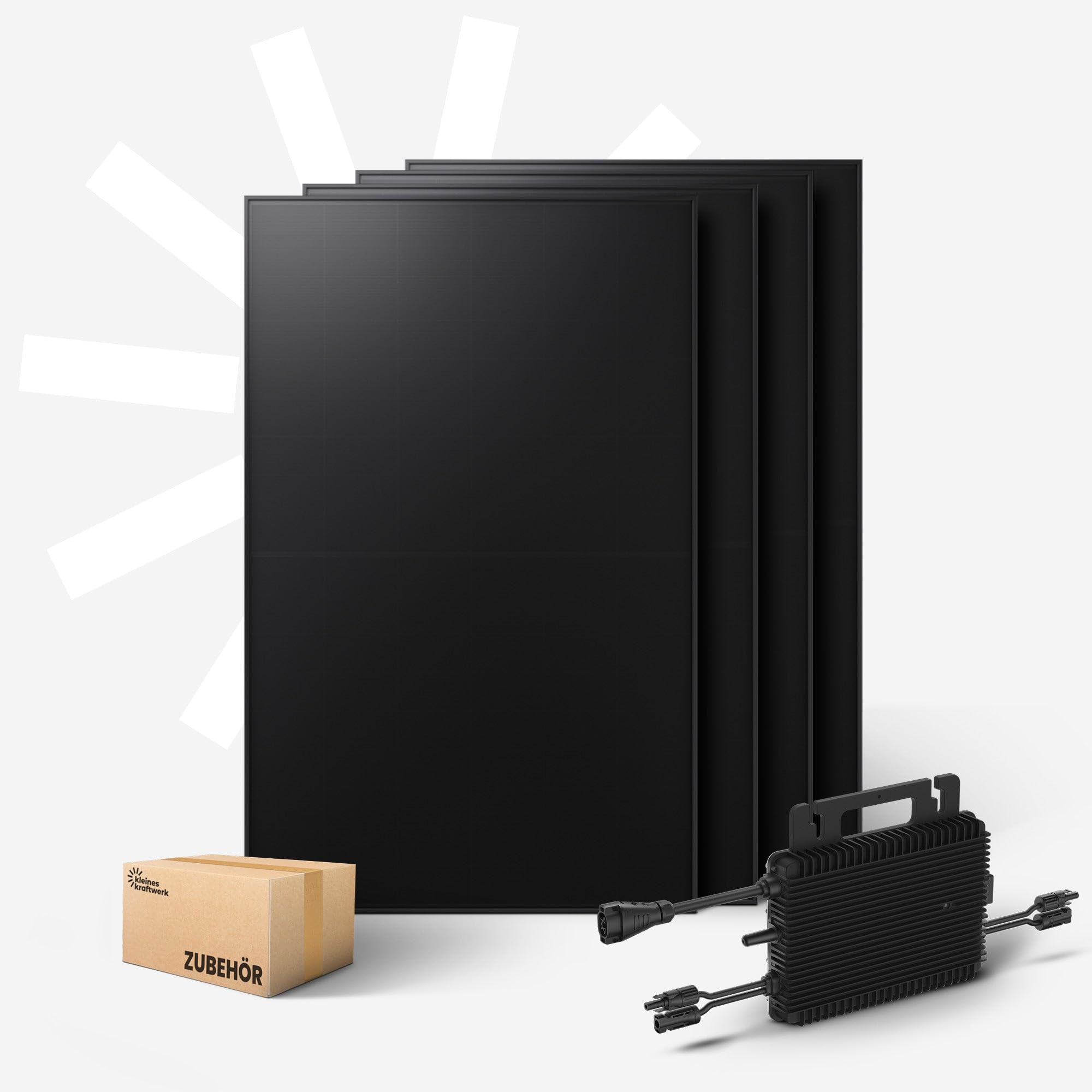 Kleines Kraftwerk 1920W Balkonkraftwerk Komplettset – 800W Wechselrichter mit WiFi & Bluetooth, 4×480W bifaziale Solarmodule, 5 m Kabel, Steckdose – Solaranlage Balkon ohne Halterung