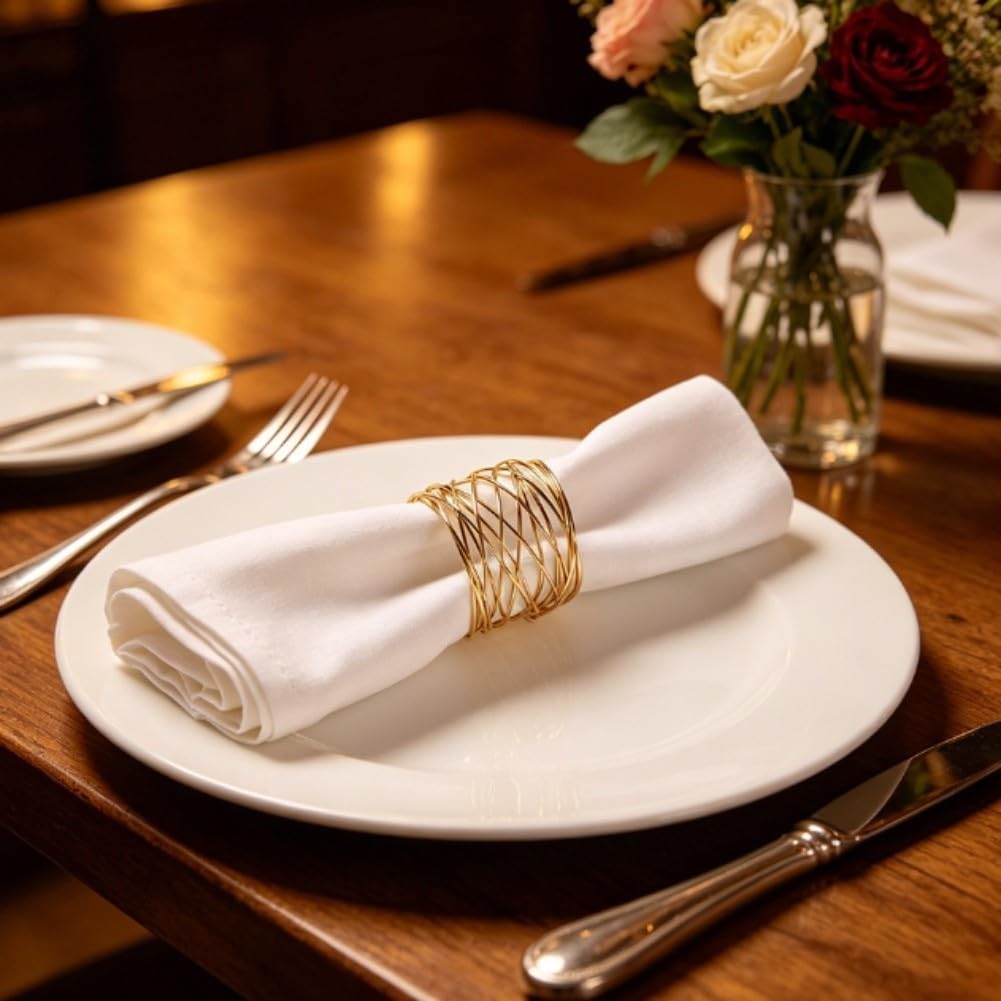Anelli Tovaglioli Oro 6 Eleganti Matrimoni Anelli Tovaglioli(24PCS)