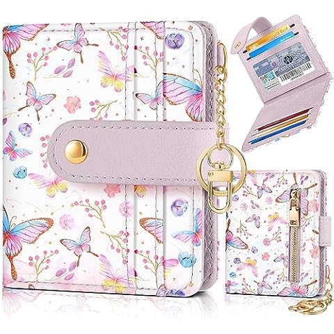 Pegmode Women’s Slim Leather Wallet with Keychain Cover