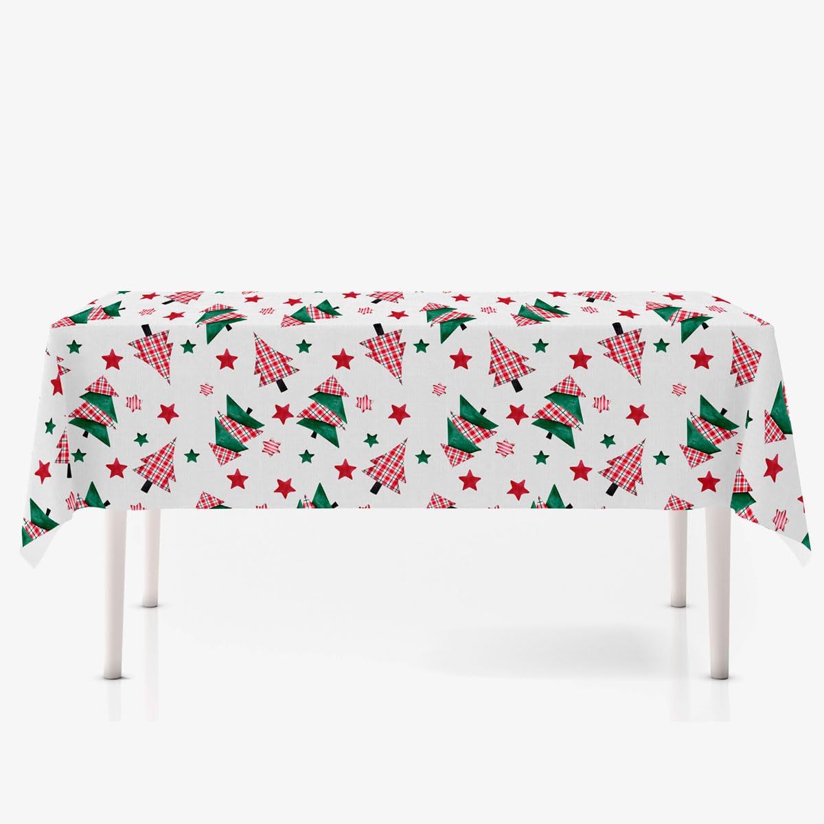 Nappe de Noël anti-macha pour table rectangulaire Modèle Claus Dimensions 140 x 200 cm Nappe de Noël imperméable et résistante aux taches